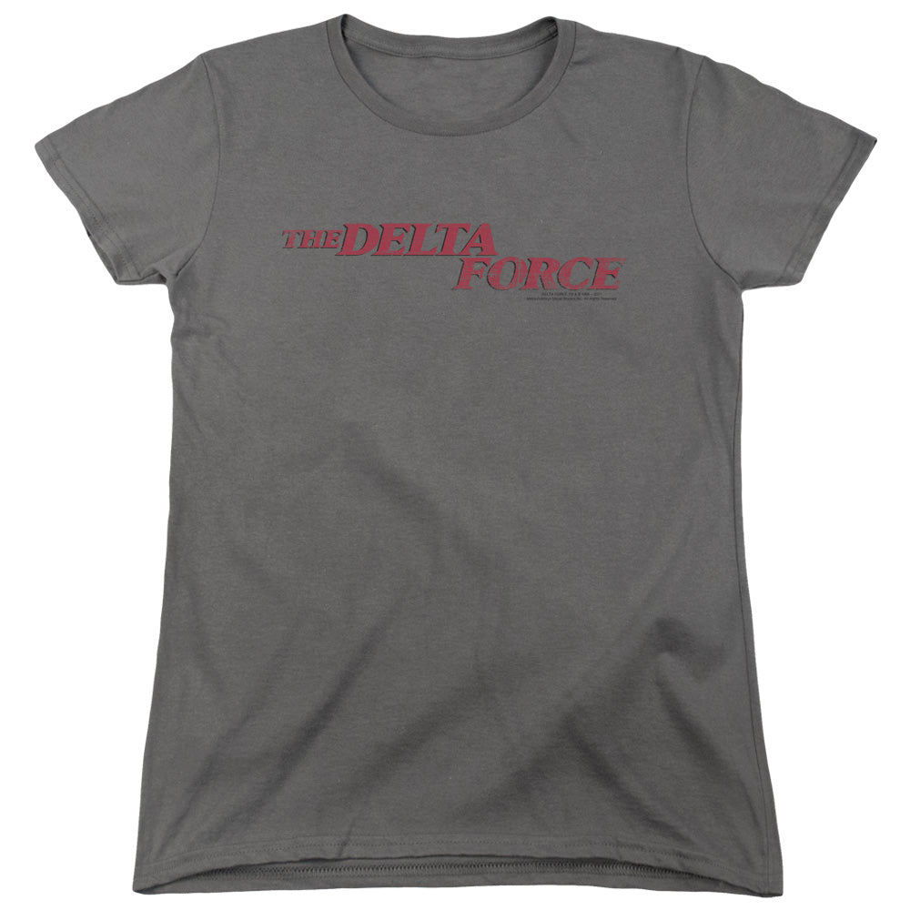 Delta Force - Distressed Logo - Short Sleeve Womens Tee - Charcoal T-shirt