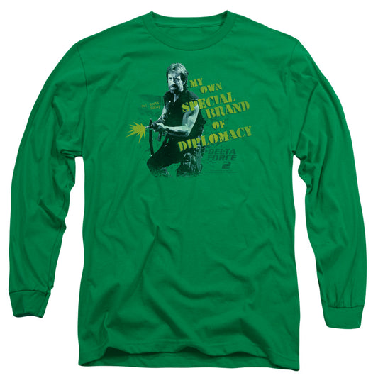 Delta Force 2 - Special Diplomacy - Long Sleeve Adult 18/1 - Kelly Green T-shirt