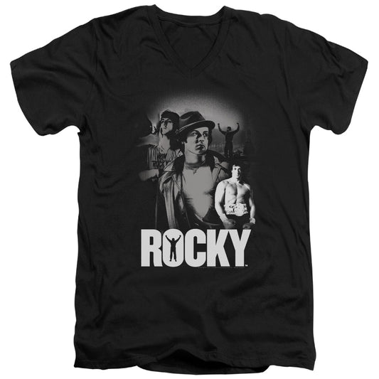 Rocky - Making Of A Champ - Short Sleeve Adult V-neck - Black T-shirt