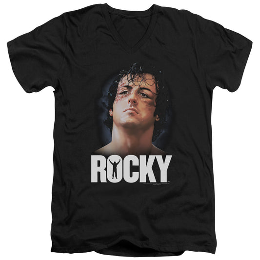 Rocky - The Champ - Short Sleeve Adult V-neck - Black T-shirt