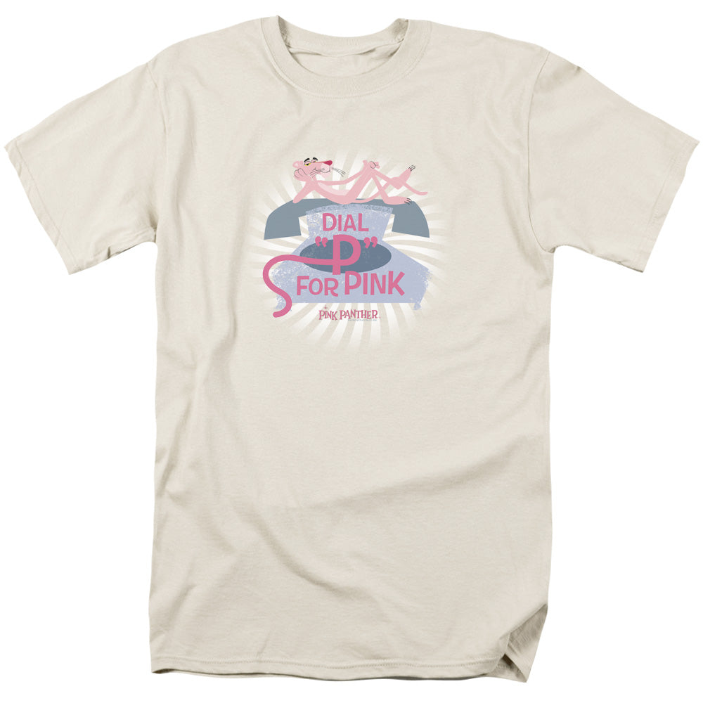 Pink Panther - Dial P For Pink - Short Sleeve Adult 18/1 - Cream T-shirt