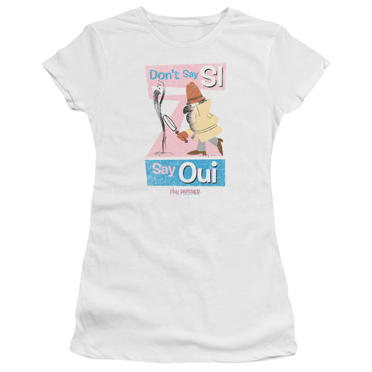 Pink Panther - Say Oui - Short Sleeve Junior Sheer - White T-shirt