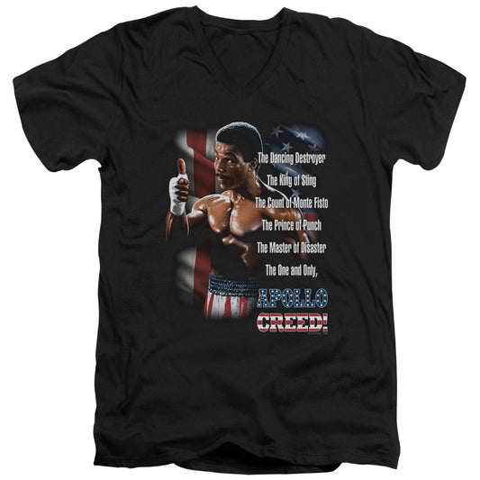 Rocky Ii - The One And Only - Short Sleeve Adult V-neck - Black T-shirt