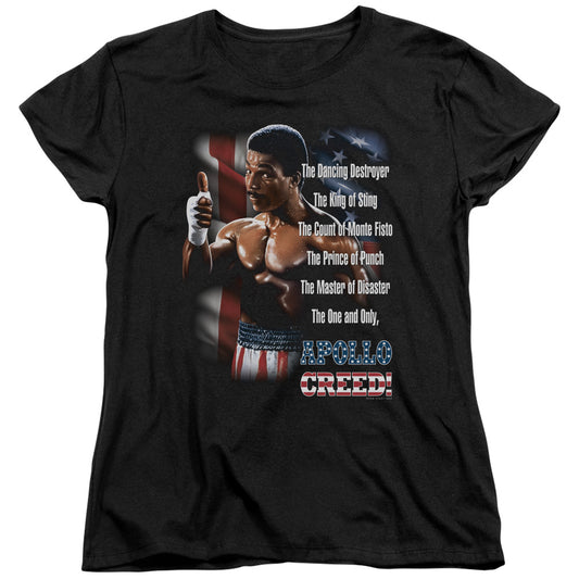 Rocky Ii - The One And Only - Short Sleeve Womens Tee - Black T-shirt