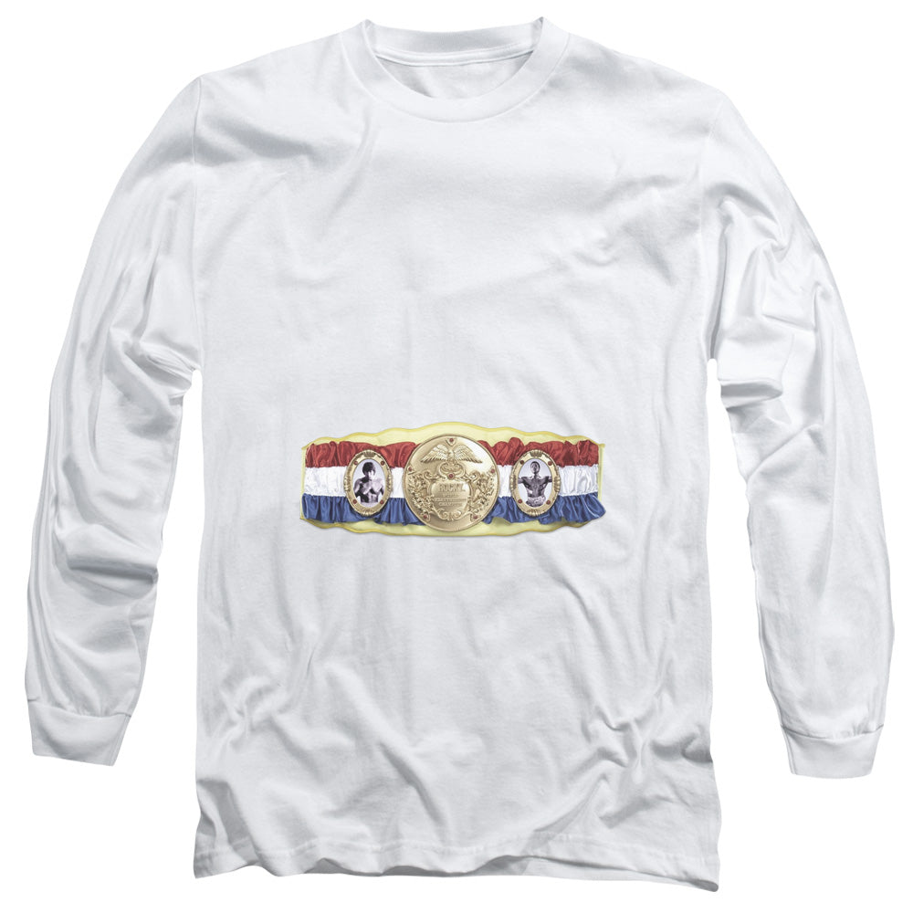 Rocky - Championship Belt(Bottom Front) - Long Sleeve Adult 18/1 - White T-shirt