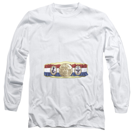 Rocky - Championship Belt(Bottom Front) - Long Sleeve Adult 18/1 - White T-shirt
