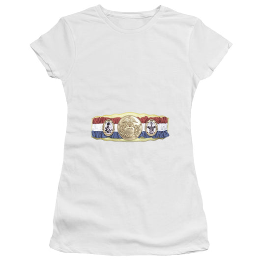 Rocky - Championship Belt(Bottom Front) - Short Sleeve Junior Sheer - White T-shirt