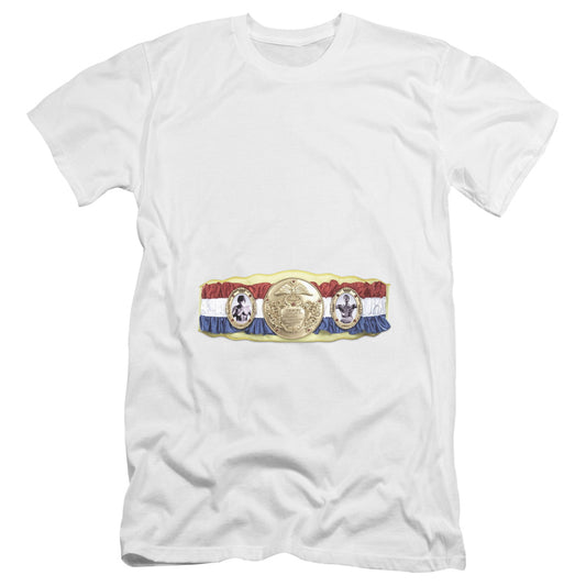 Rocky - Championship Belt(Bottom Front)-premuim Canvas Adult Slim Fit 30/1 - White