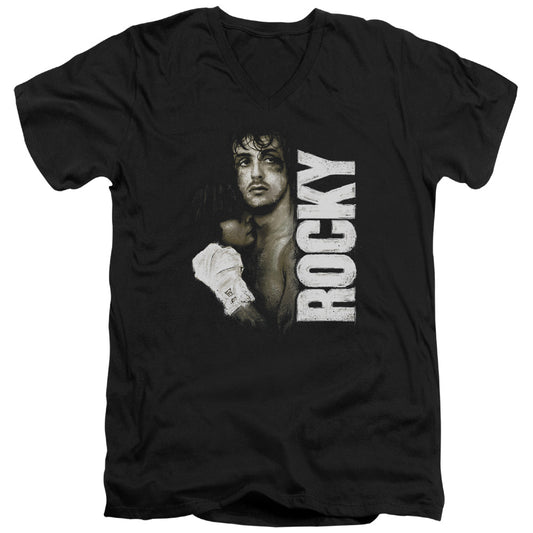Rocky - Painted Rocky - Short Sleeve Adult V-neck 30/1 - Black T-shirt