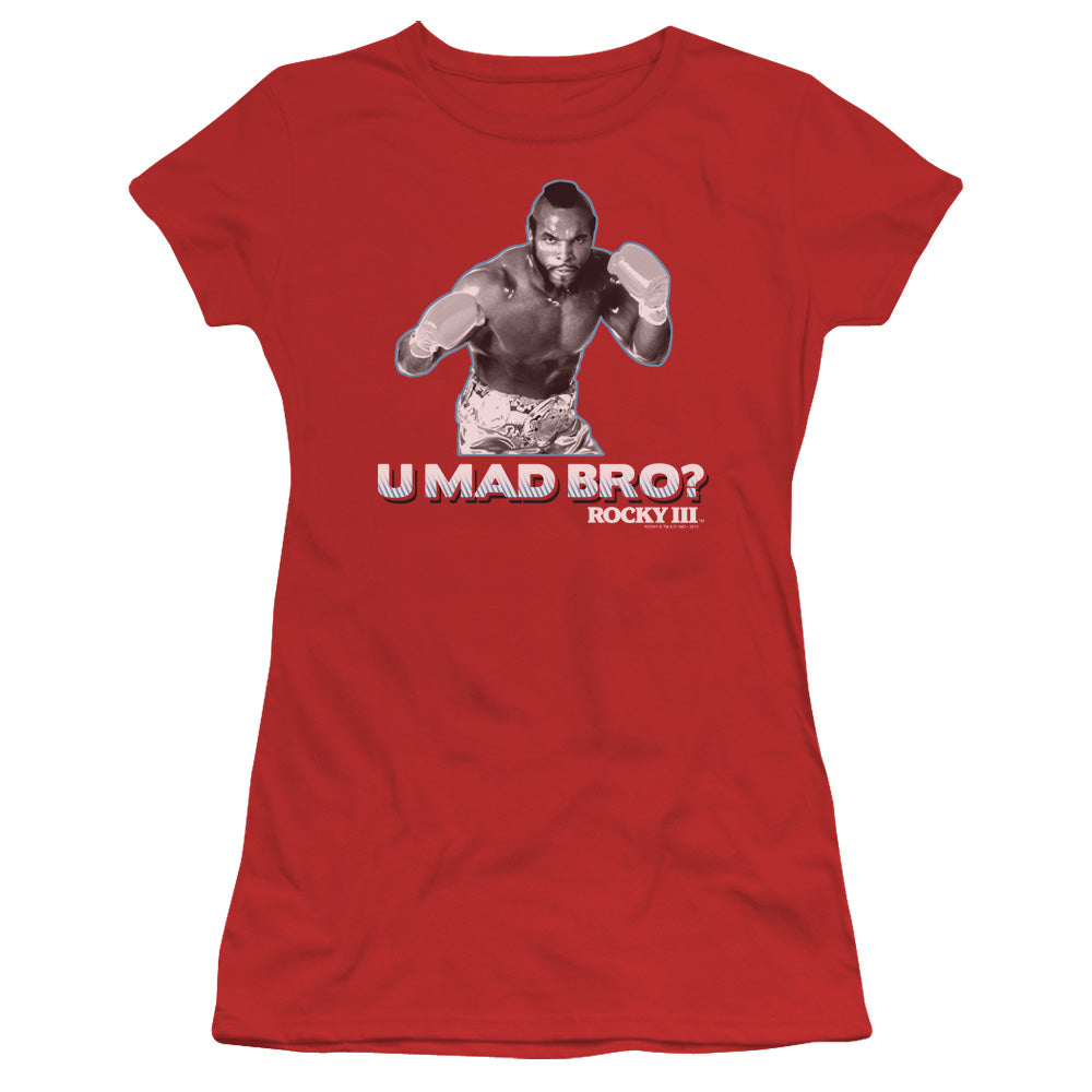 Rocky Iii - U Mad Bro - Short Sleeve Junior Sheer - Red T-shirt