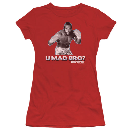 Rocky Iii - U Mad Bro - Short Sleeve Junior Sheer - Red T-shirt