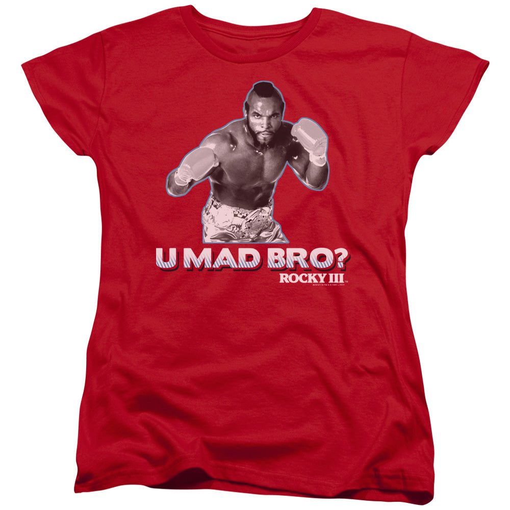 Rocky Iii - U Mad Bro - Short Sleeve Womens Tee - Red T-shirt