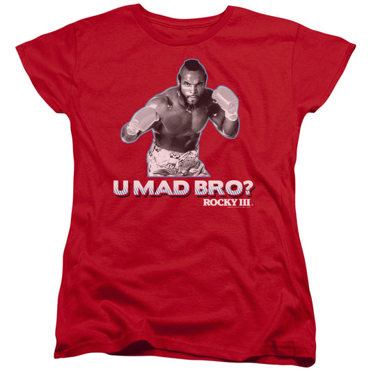Rocky Iii - U Mad Bro - Short Sleeve Womens Tee - Red T-shirt