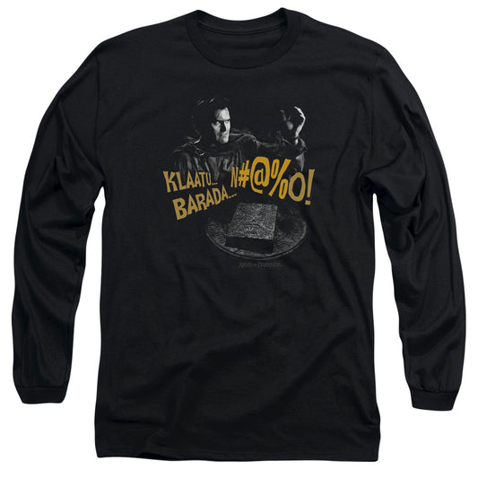 Army Of Darkness - Klaatu...barada - Long Sleeve Adult 18/1 - Black T-shirt