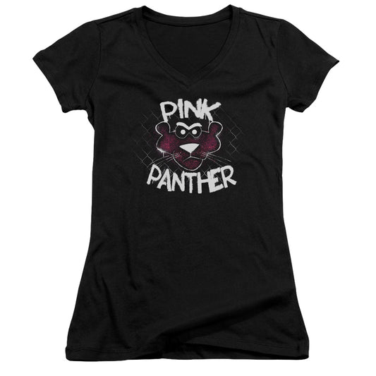 Pink Panther Spray Panther - Junior V-neck - Black