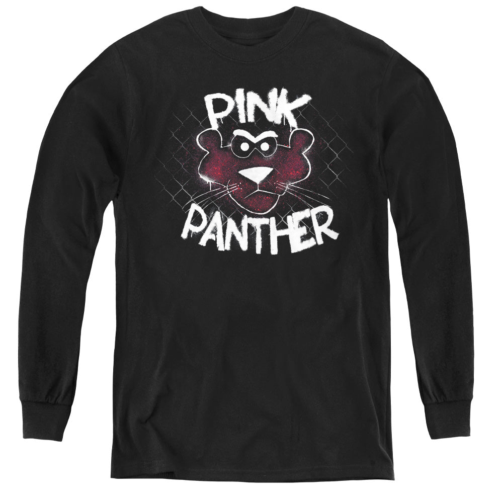 Pink Panther Spray Panther - Youth Long Sleeve Tee - Black