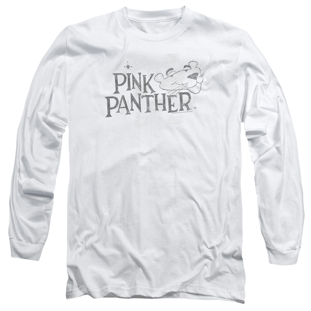 Pink Panther - Sketch Logo - Long Sleeve Adult 18/1 - White T-shirt