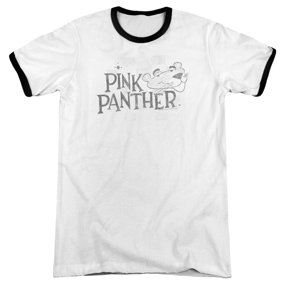 Pink Panther - Sketch Logo - Adult Ringer - White/black