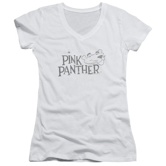Pink Panther - Sketch Logo - Junior V-neck - White