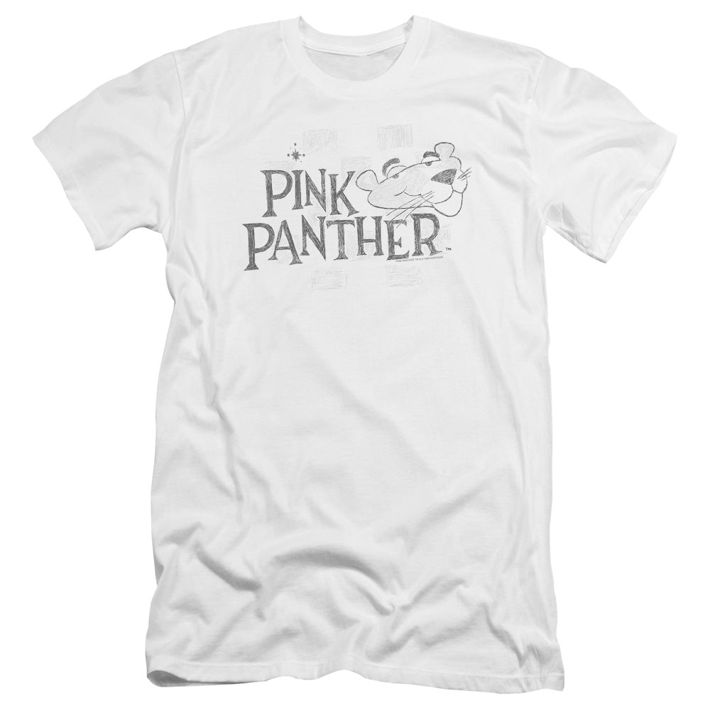 Pink Panther - Sketch Logo-premuim Canvas Adult Slim Fit 30/1 - White