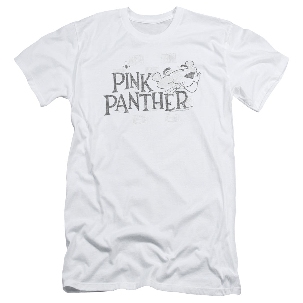 Pink Panther - Sketch Logo - Short Sleeve Adult 30/1 - White T-shirt