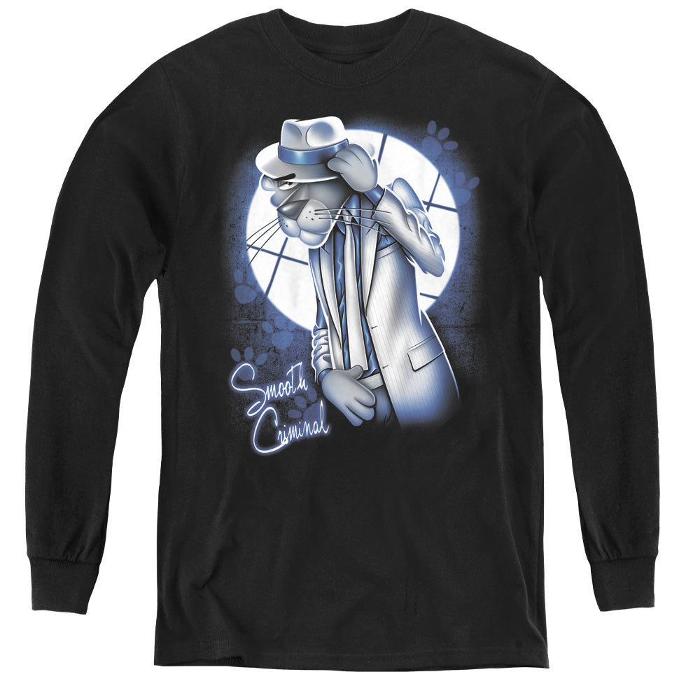 Pink Panther - Smooth Criminal - Youth Long Sleeve Tee - Black
