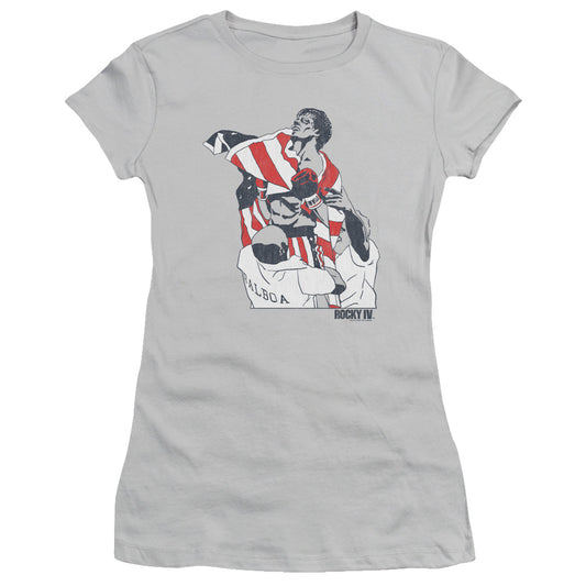 Rocky - Graphic Flag - Short Sleeve Junior Sheer - Silver T-shirt