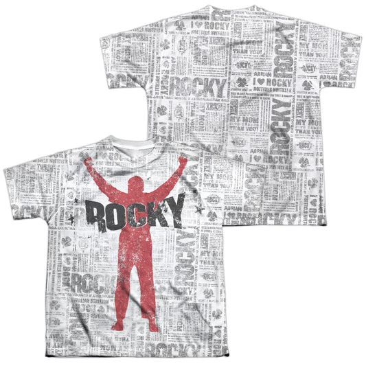 Rocky - News Press (Front/back Print) - Short Sleeve Youth Poly Crew - White T-shirt