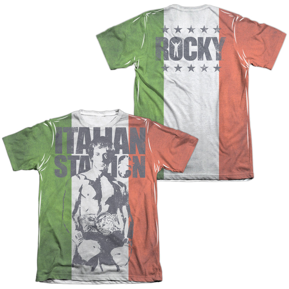 Rocky - Stallion (Front/back Print) - Adult Poly/cotton Short Sleeve Tee - White T-shirt