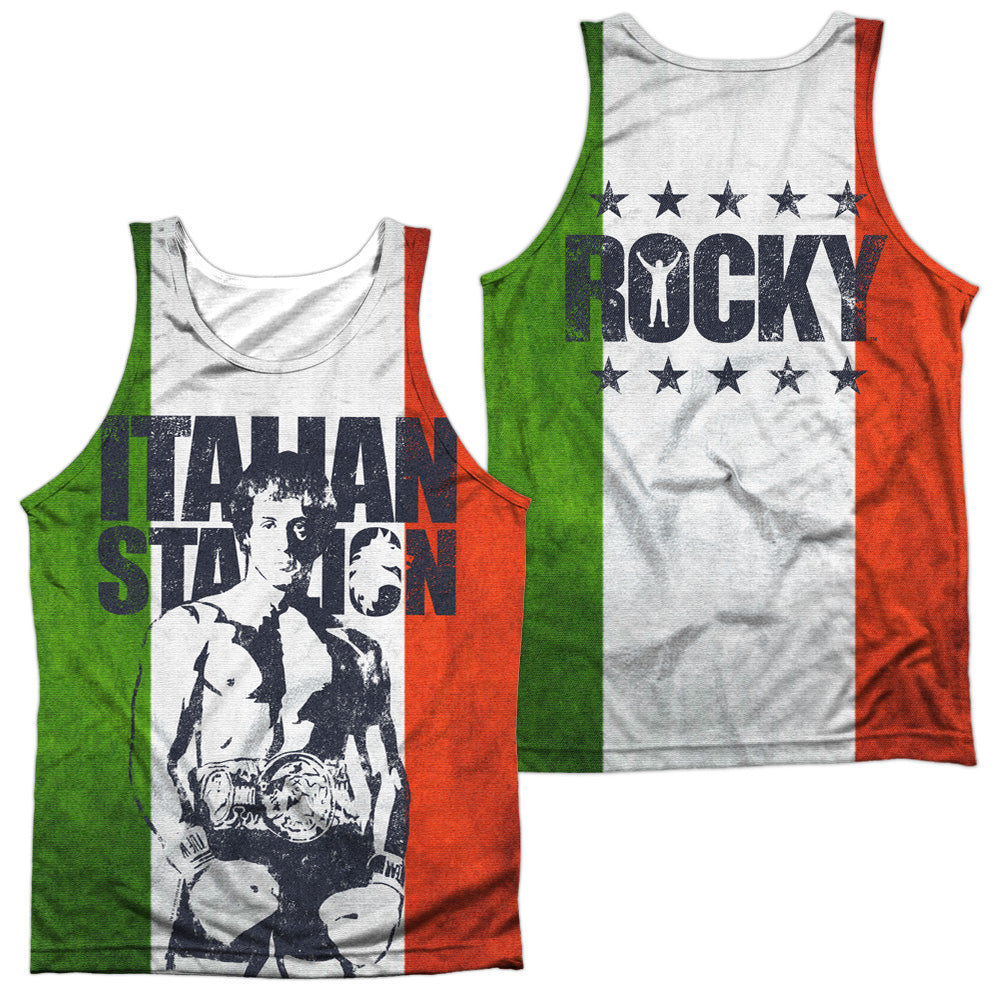 Rocky - Stallion (Front/back Print) - Adult 100% Poly Tank Top - White