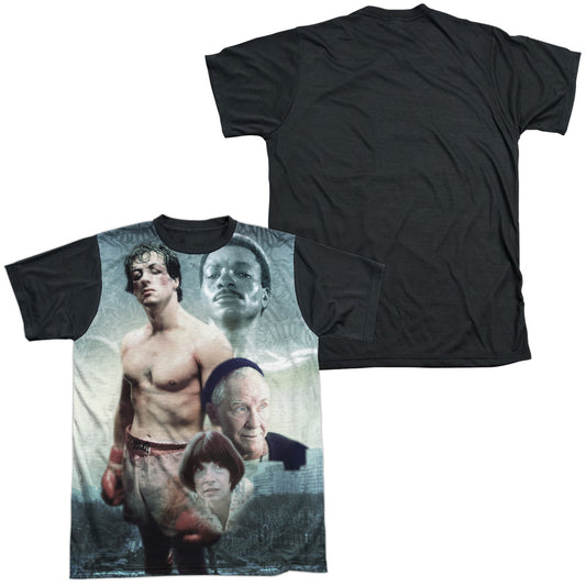 Rocky - Montage - Short Sleeve Adult White Front Black Back   - White T-shirt