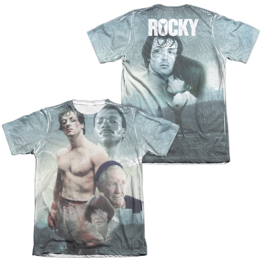 Rocky - Montage (Front/back Print) - Adult Poly/cotton Short Sleeve Tee - White T-shirt
