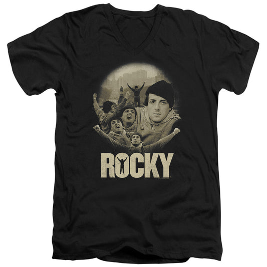 Rocky - Feeling Strong - Short Sleeve Adult V-neck 30/1 - Black T-shirt