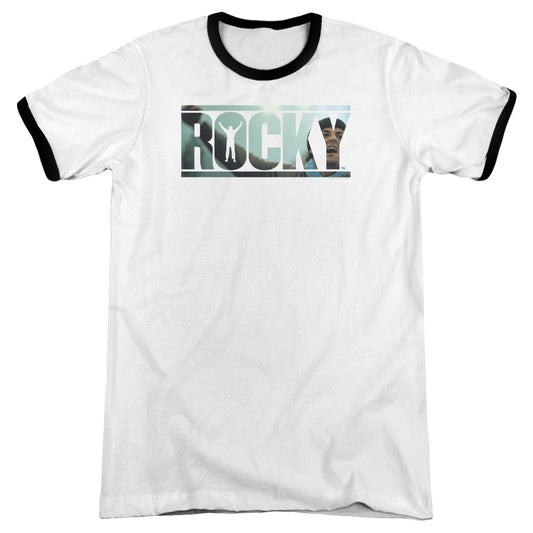 Rocky - Cutout Logo - Adult Ringer - White/black