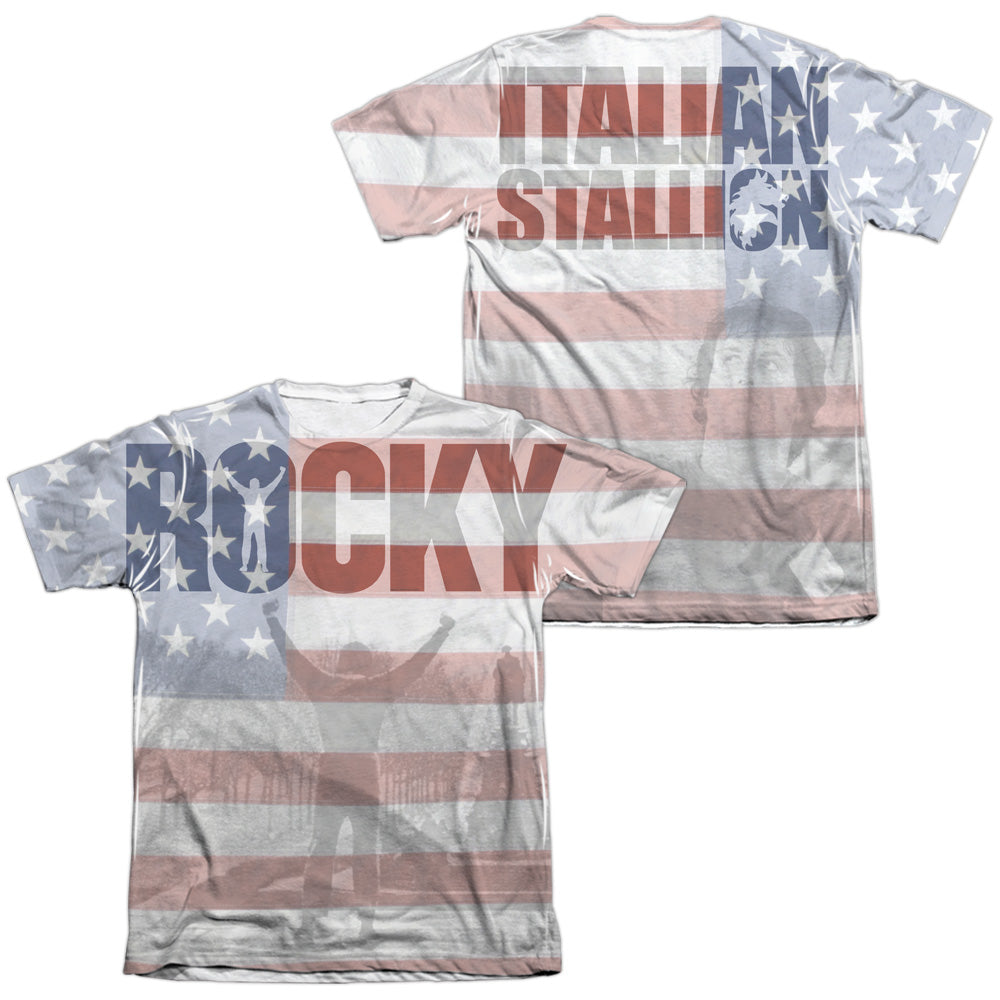 Rocky - America (Front/back Print) - Adult Poly/cotton Short Sleeve Tee - White T-shirt