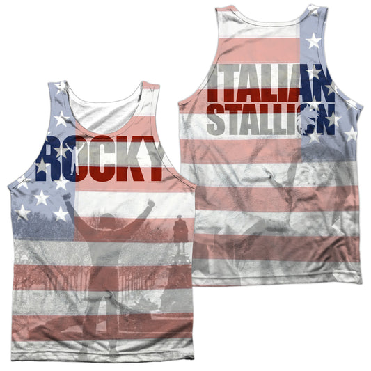 Rocky - America (Front/back Print) - Adult 100% Poly Tank Top - White