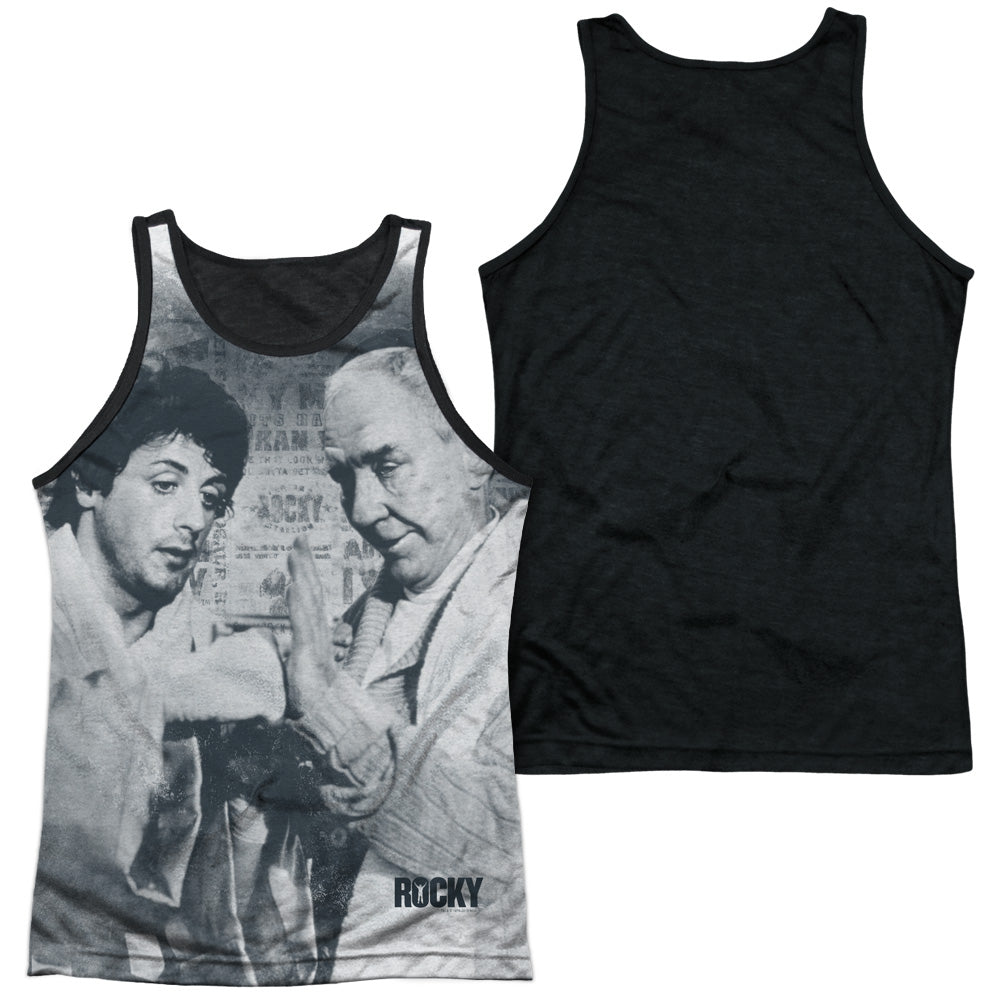 Rocky - Ready - Adult Poly Tank Top Black Back - White