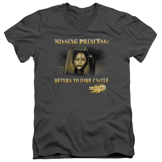 Mirrormask - Missing Princess - Short Sleeve Adult V-neck - Charcoal T-shirt