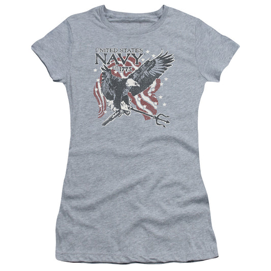 Navy - Trident - Short Sleeve Junior Sheer - Athletic Heather T-shirt