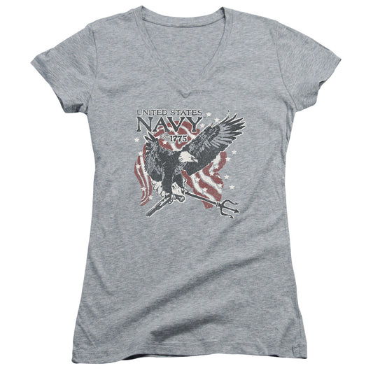 Navy - Trident-junior V-neck - Athletic Heather