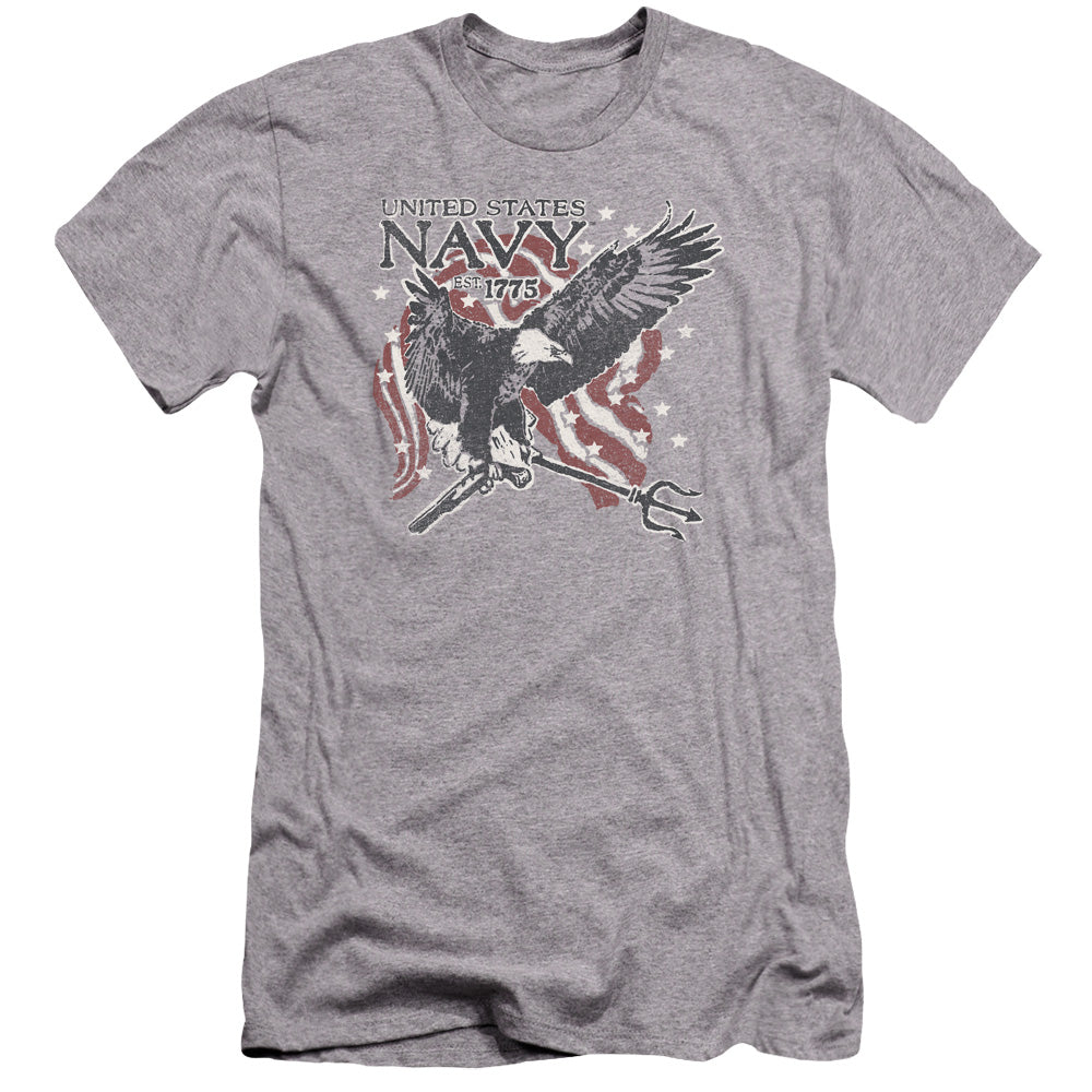 Navy - Trident-premuim Canvas Adult Slim Fit 30/1 - Athletic Heather