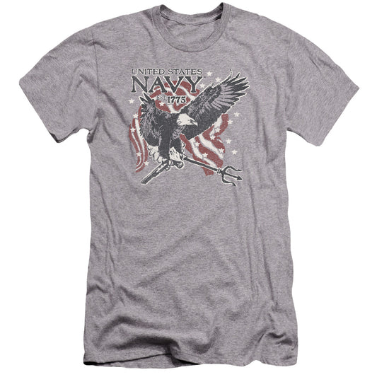 Navy - Trident-premuim Canvas Adult Slim Fit 30/1 - Athletic Heather