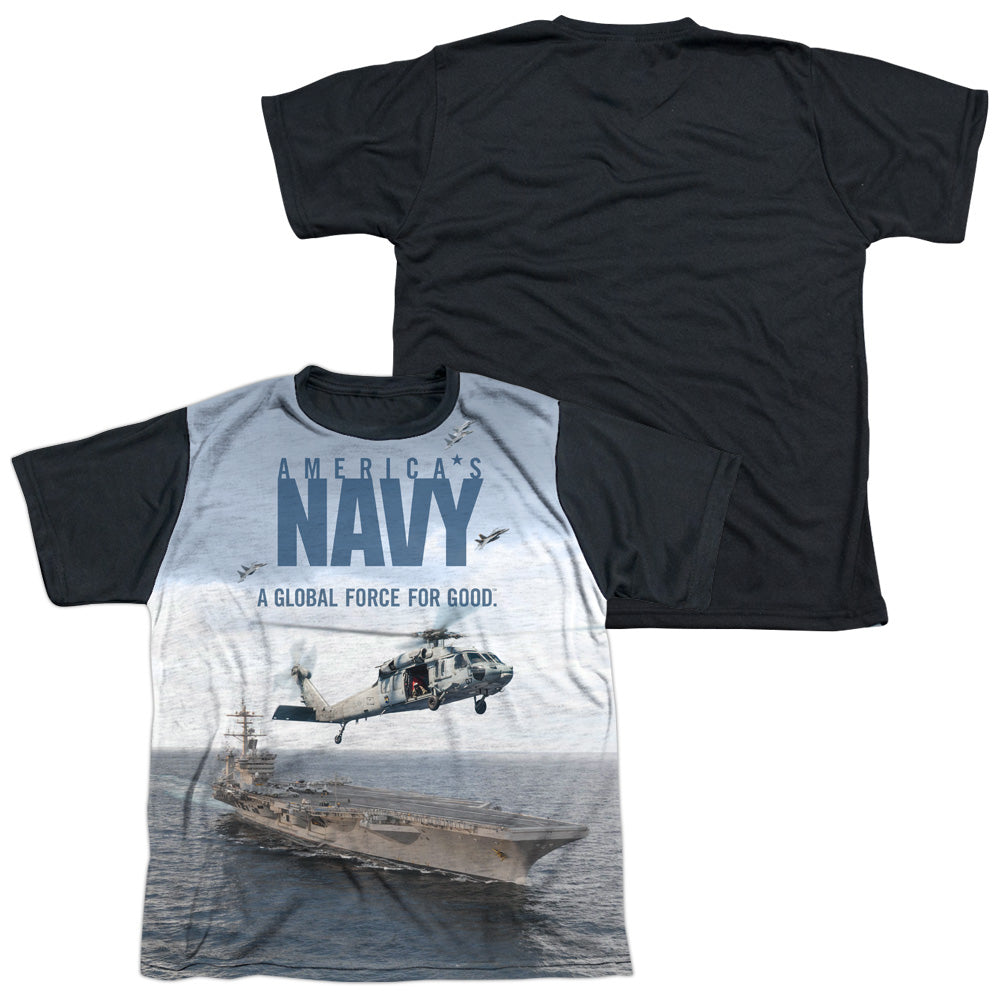 Navy - Over And Under - Short Sleeve Youth White Front Black Back   - White T-shirt