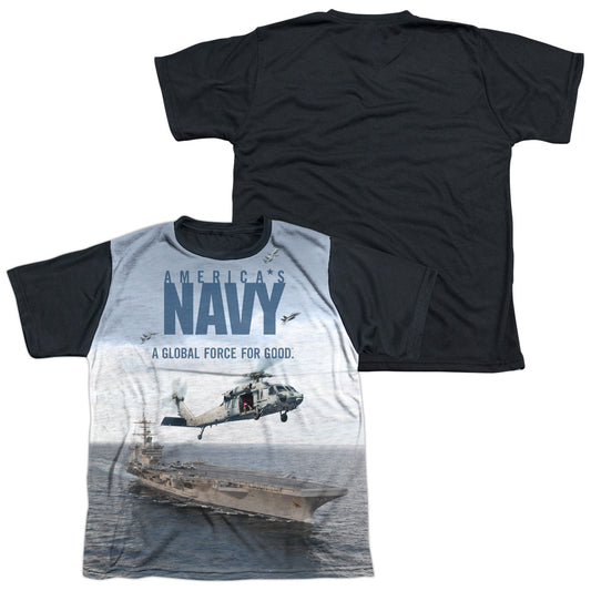 Navy - Over And Under - Short Sleeve Youth White Front Black Back   - White T-shirt
