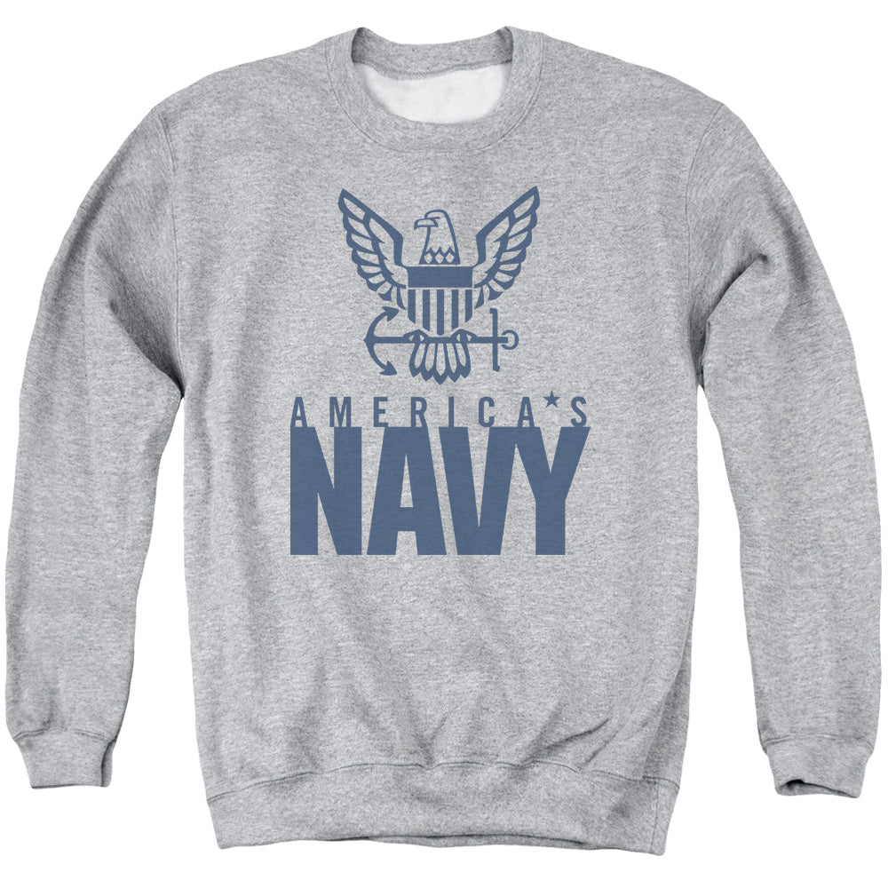 Navy - Eagle Logo - Adult Crewneck Sweatshirt - Athletic Heather