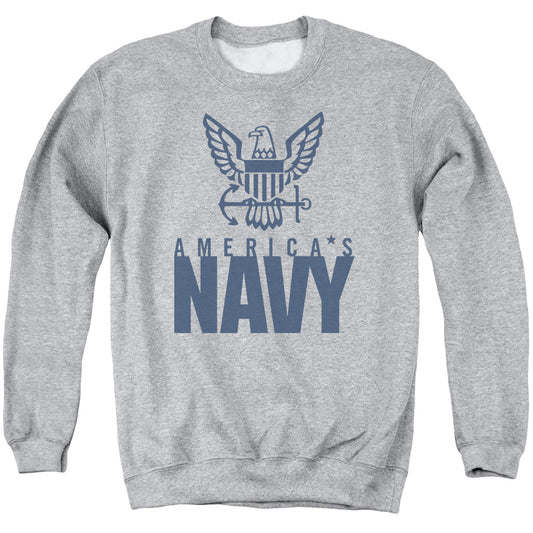 Navy - Eagle Logo - Adult Crewneck Sweatshirt - Athletic Heather