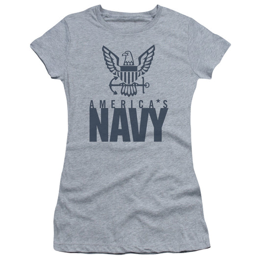 Navy - Eagle Logo - Short Sleeve Junior Sheer - Athletic Heather T-shirt