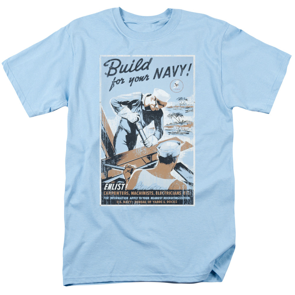 Navy - Build Your Navy - Short Sleeve Adult 18/1 - Light Blue T-shirt