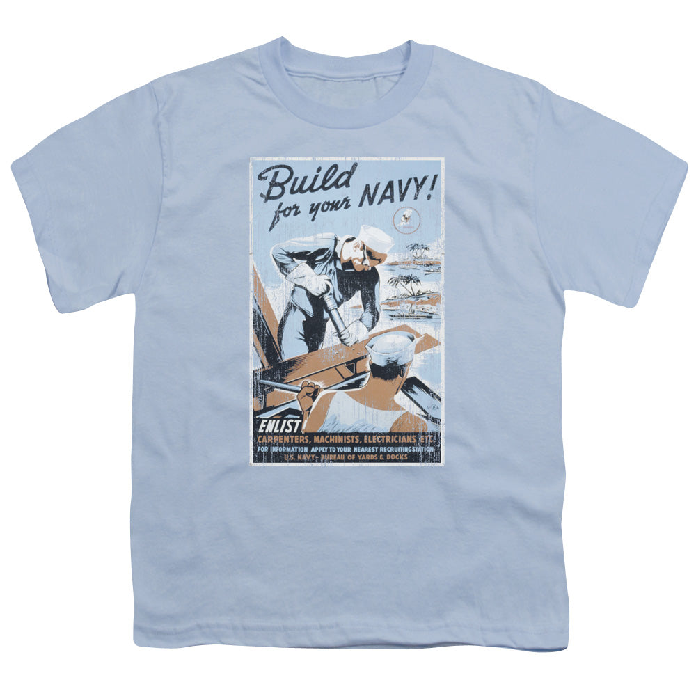 Navy - Build Your Navy - Short Sleeve Youth 18/1 - Light Blue T-shirt