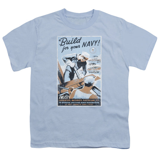 Navy - Build Your Navy - Short Sleeve Youth 18/1 - Light Blue T-shirt